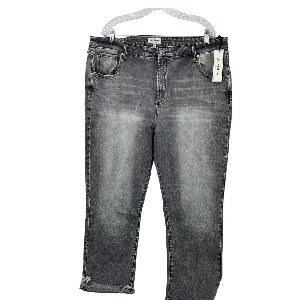 Juicy Couture‎ Jeans Womens 20 Gray Raw Hem Straight Leg NWT